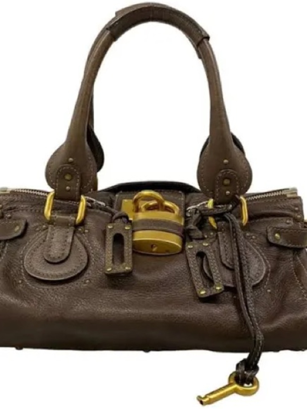 Chloe Dark Brown Leather Shoulder Bag with Gold Hardware
